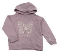 Pudrově fialová mikina s motýlem a kapucí Primark