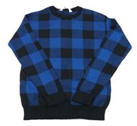 Modro-černý kostkovaný svetr zn. H&M