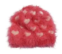 Růžová pleteno/chlupatá čepice se srdíčky Charles Vögele