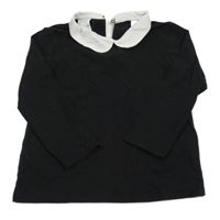 Černé triko s límečkem Zara