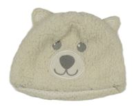 Smetanová huňatá čepice s čumákem 