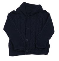 Tmavomodrý propínací svetr Tu