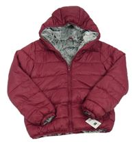 Nové - Vínová šusťáková zateplená bunda s kapucí Dunnes stores