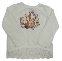 Bílý svetr s laní a krajkou Dopodopo