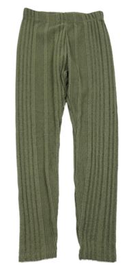 Khaki žebrované pletené legíny Shein 