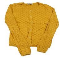 Okrový vzorovaný propínací svetr H&M