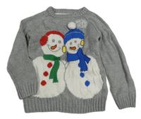 Šedý svetr se sněhuláky Tu