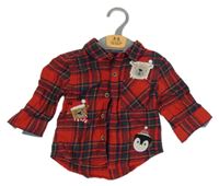 Nové- Červeno-barevná kostkovaná košile se zvířátky Next