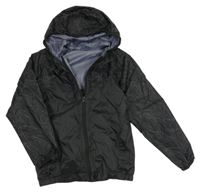 Černo-vzorovaná šusťáková nepromokavá bunda s kapucí Quechua