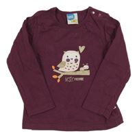 Vínové triko se sovou 