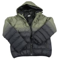 Khaki ombré šusťáková zimní bunda s kapucí 