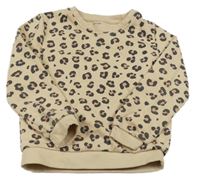 Béžovo-černo-růžová mikina s leopardím vzorem Kiabi 
