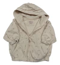 Béžová propínací mikina s kytičkami a kapucí Next