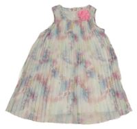 Bílo-barevné květované plisované šaty s květem H&M