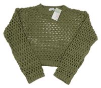 Nové - Khaki perforovaný crop svetr Primark