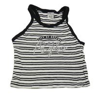 Bílo-černý pruhovaný top s nápisem Page one young