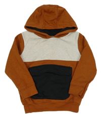 Rezavo-šedá mikina s kapsou a kapucí Topolino