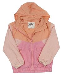 Růžovo-lososová šusťáková jarní bunda s kapucí F&F