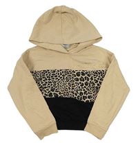 Béžovo-černá crop mikina s kapucí Matalan