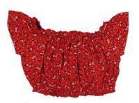 Červené crop tričko s kytičkami New Look