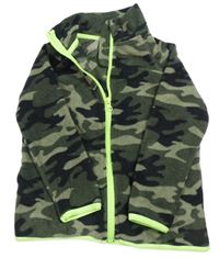Khaki-černá army fleecová propínací mikina Kiki&Koko