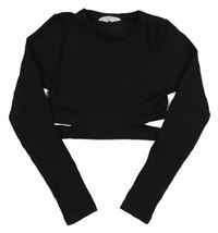 Černé žebrované crop triko Matalan