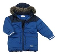 Modro-tmavomodrá šusťáková zimní bunda s kapucí S. Oliver 