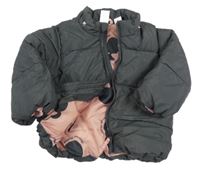 Šedá šusťáková prošívaná zimní bunda H&M