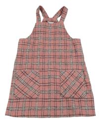 Růžovo-barevné kostkované vlněné šaty Matalan