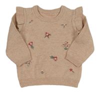 Světlerůžový svetr s kytičkami a volánky George