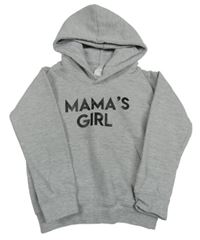 Šedá melírovaná mikina s nápisem a kapucí 