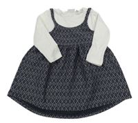 Tmavomodré šaty se vzorem a všitým trikem Name it