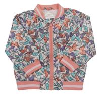 Světlerůžová šusťáková jarní bunda s motýly 