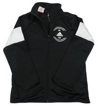 Černo-bílá sportovní funkční propínací mikina s logem Adidas 