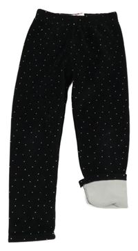 Černé sametové zateplené legíny s puntíky Topolino