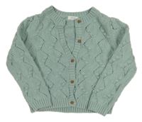 Světlezelený propínací svetr s dirkovaným vzorem Next