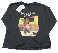 Nové - Antracitové triko s potiskem Zara