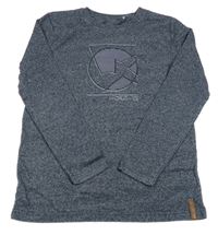 Tmavomodré melírované triko s potiskem Yigga