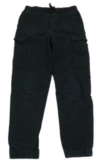 Černé cargo plátěné kalhoty s kapsami H&M