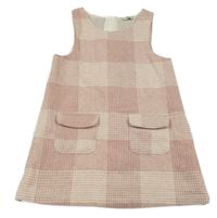 Růžovo-bílé koskované vlněné šaty F&F