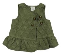 Khaki šusťáková prošívaná zateplená vesta Aspen