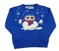 Kobaltově modrý svetr se sněhulákem Matalan