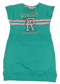 Zelené teplákové šaty s nápisem Stop+go