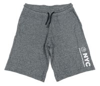 Tmavomodré melírované teplákové kraťasy s nápisem C&A