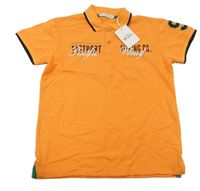 Nové - Oranžovo-černé polo tričko s nápisy Backpan