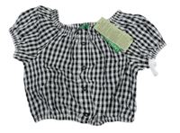 Nové - Černo-bílá kosktovaná crop halenka Benetton 