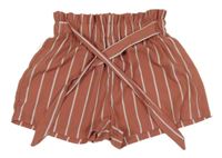 Růžovo-bílé pruhované sukňové kraťasy s páskem Shein 