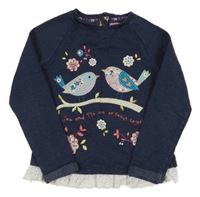 Tmavomodrá mikina s ptáčky F&F