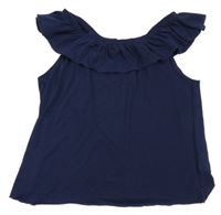 Tmavomodrý top s volánky H&M