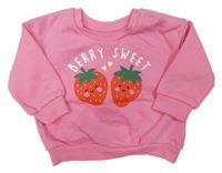 Růžová oversize mikina s jahůdkami Primark